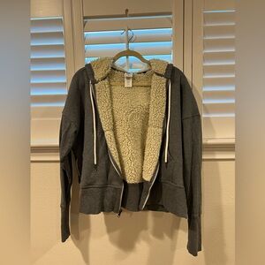Cabi Fleece Lined Grey Zip Up Hoodie